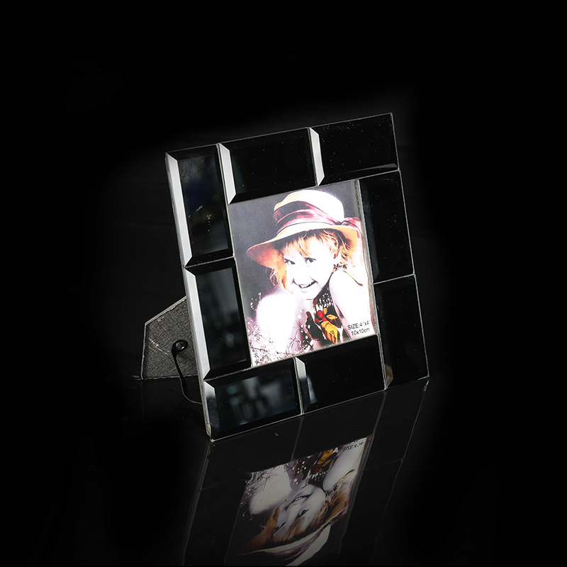 Black Square Faceted Crystal Photo Frame