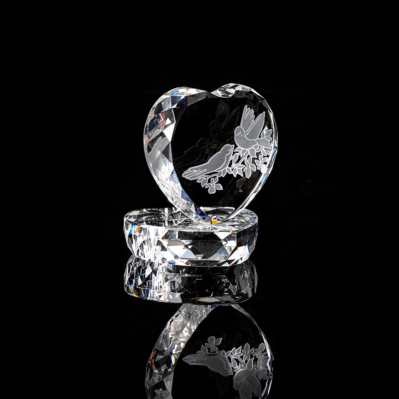Faceted Double Heart Crystal Ornament