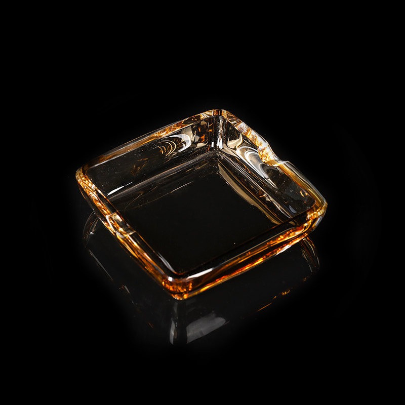 Crystal Square Amber Ashtray