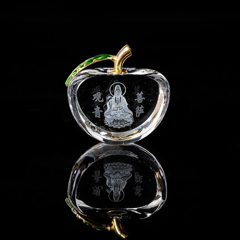 Crystal 3D Carved Apple Ornament